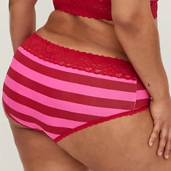 CHEEKY PANTY - COTTON STRIPE RED & PINK - Picture 2 of 2